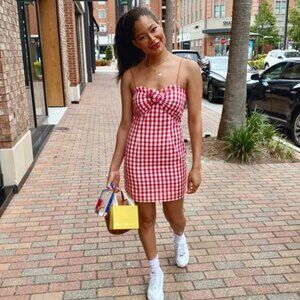 red gingham dress